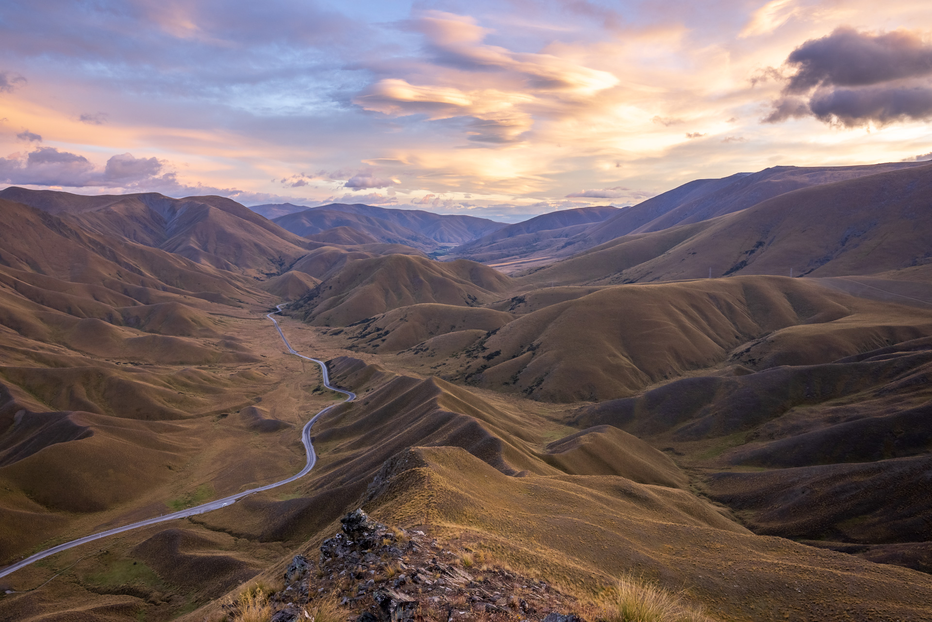 Double peak, lindis pass at sunrise